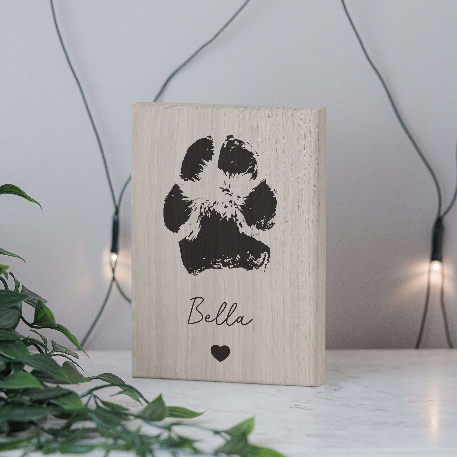 Paw Print Oak Photo Block - A6 | Pet Memorial Gift | Pawprint Wood Block