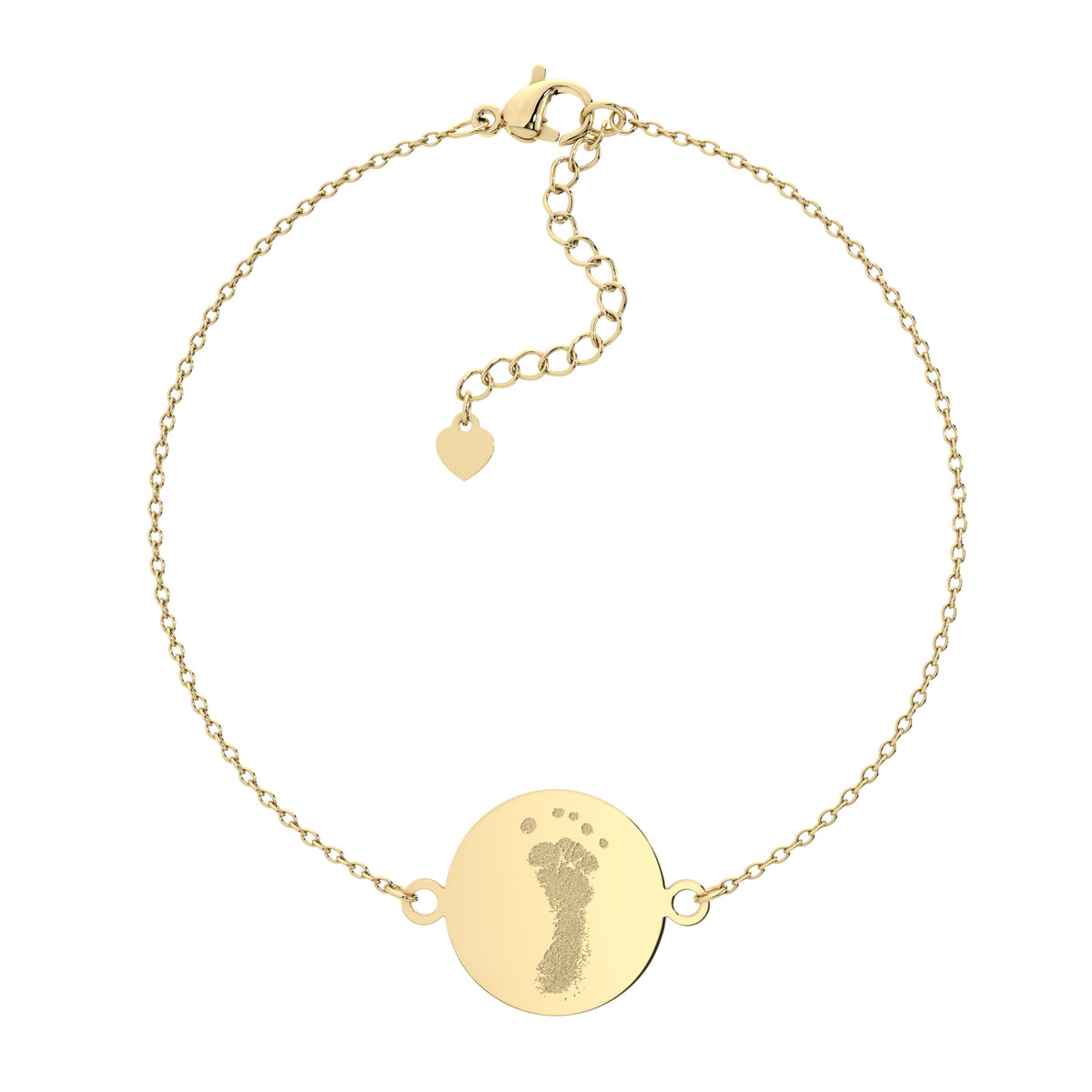 Freya Disc Gold Handprint & Footprint Chain Bracelet - Personalised Engraved Keepsake Jewellery | WildHoneybee UK