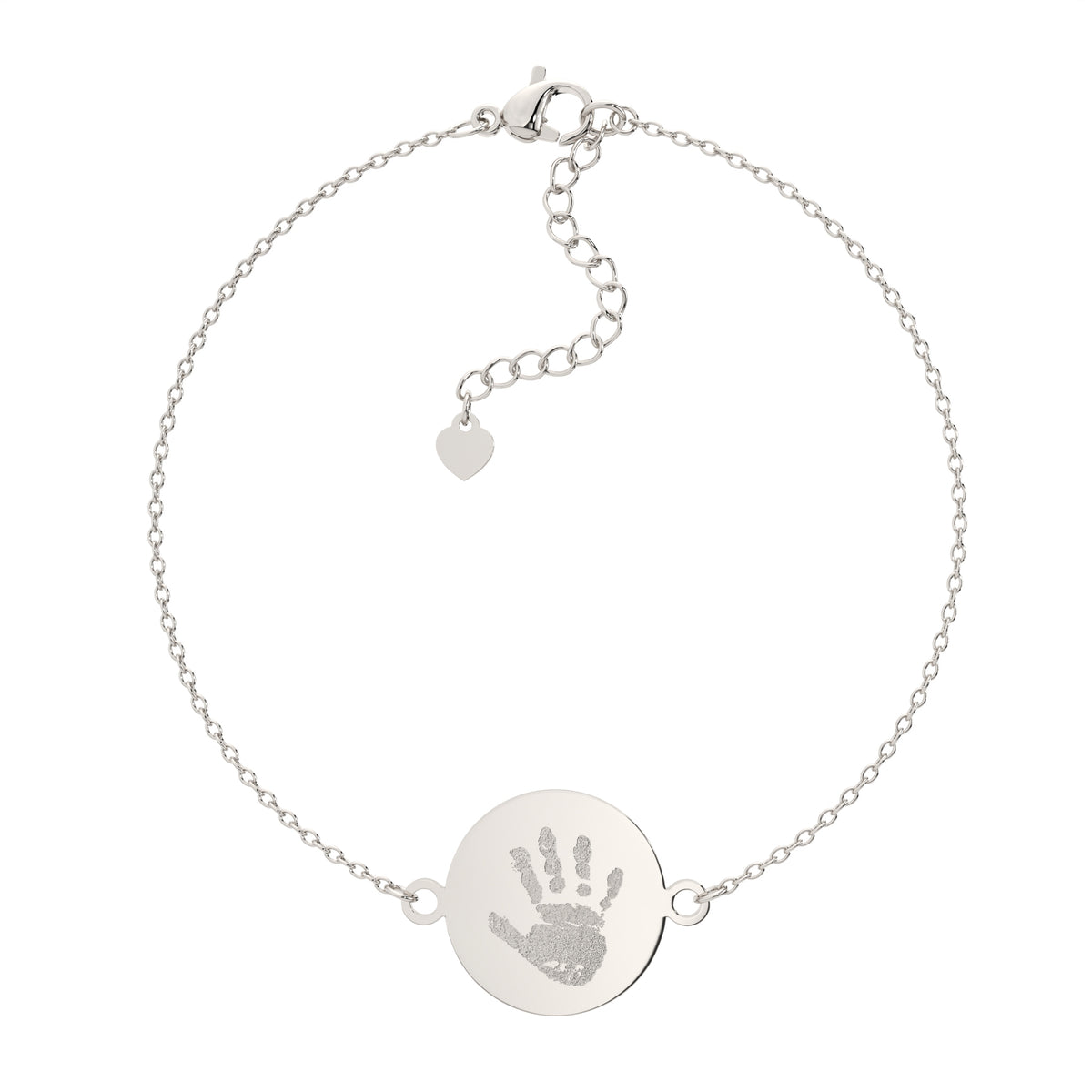 Freya Disc Silver Handprint & Footprint Chain Bracelet - Personalised Engraved Keepsake Jewellery | WildHoneybee UK