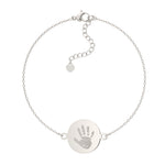 Freya Disc Silver Handprint & Footprint Chain Bracelet - Personalised Engraved Keepsake Jewellery | WildHoneybee UK