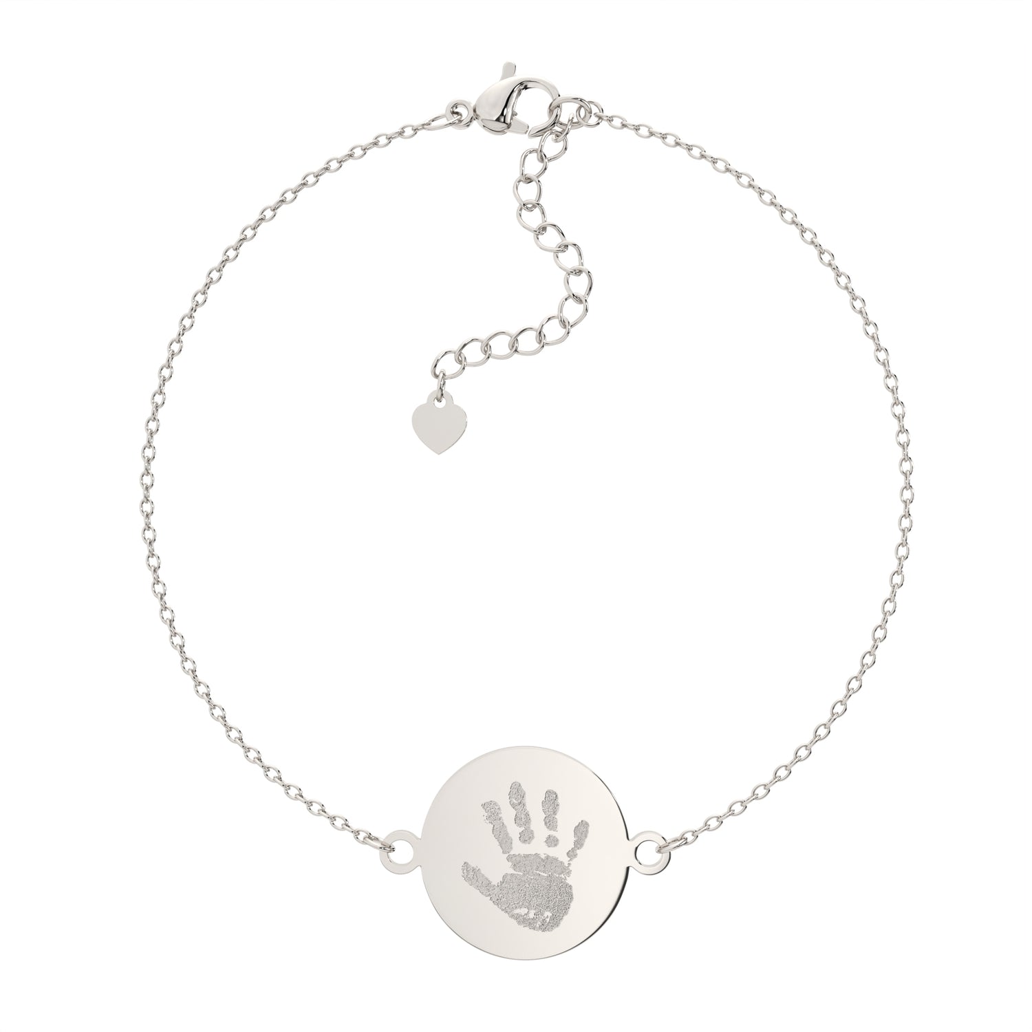 Freya Disc Silver Handprint & Footprint Chain Bracelet - Personalised Engraved Keepsake Jewellery | WildHoneybee UK