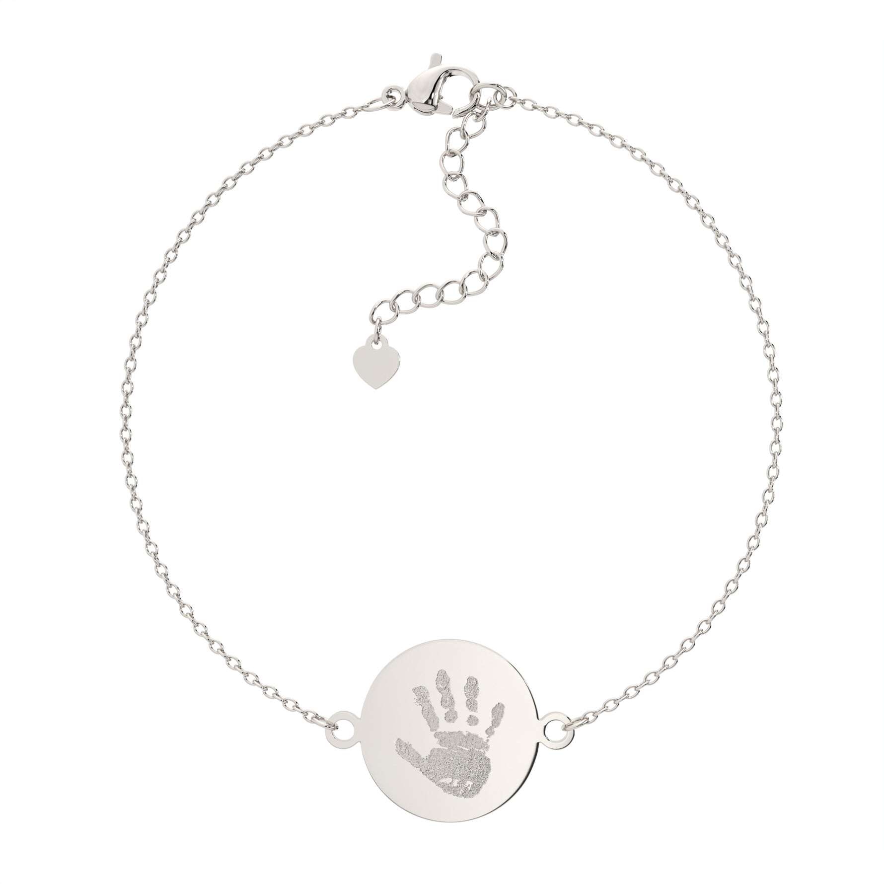 Freya Disc Silver Handprint & Footprint Chain Bracelet - Personalised Engraved Keepsake Jewellery | WildHoneybee UK
