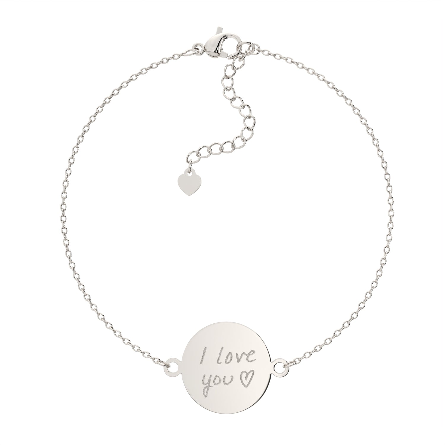 Freya Disc Silver Actual Handwriting Chain Bracelet - Personalised Engraved Keepsake Jewellery | WildHoneybee UK