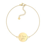 Freya Disc Gold Actual Handwriting Chain Bracelet - Personalised Engraved Keepsake Jewellery | WildHoneybee UK