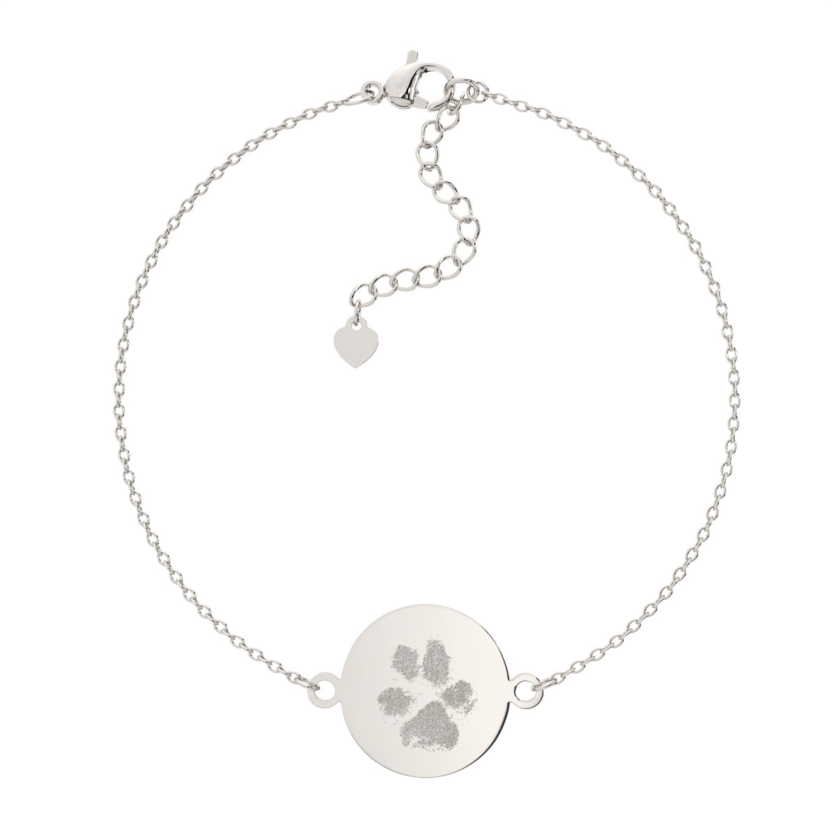 Freya Disc Silver Paw & Nose Print Chain Bracelet - Personalised Engraved Keepsake Jewellery | WildHoneybee UK