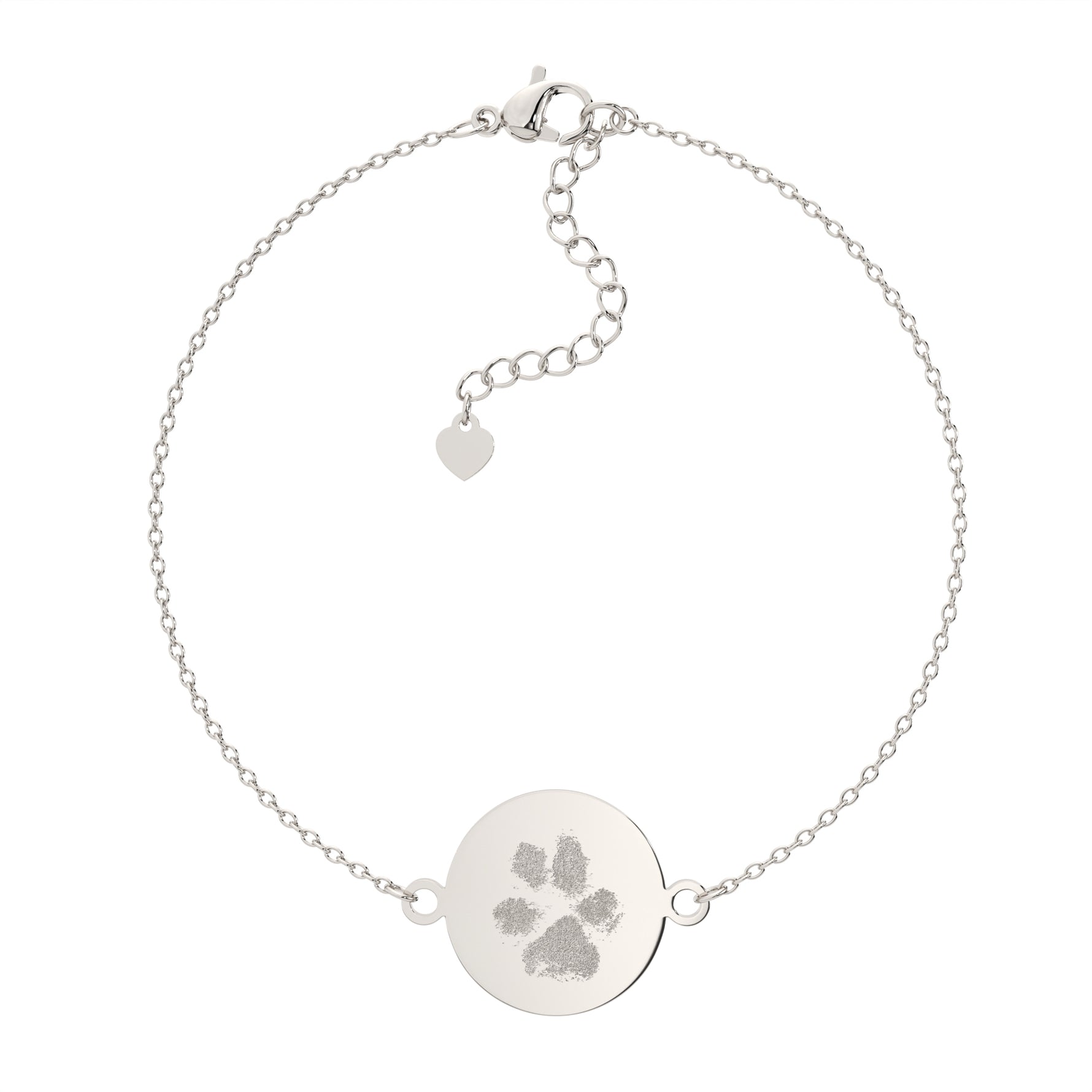 Freya Disc Silver Paw & Nose Print Chain Bracelet - Personalised Engraved Keepsake Jewellery | WildHoneybee UK