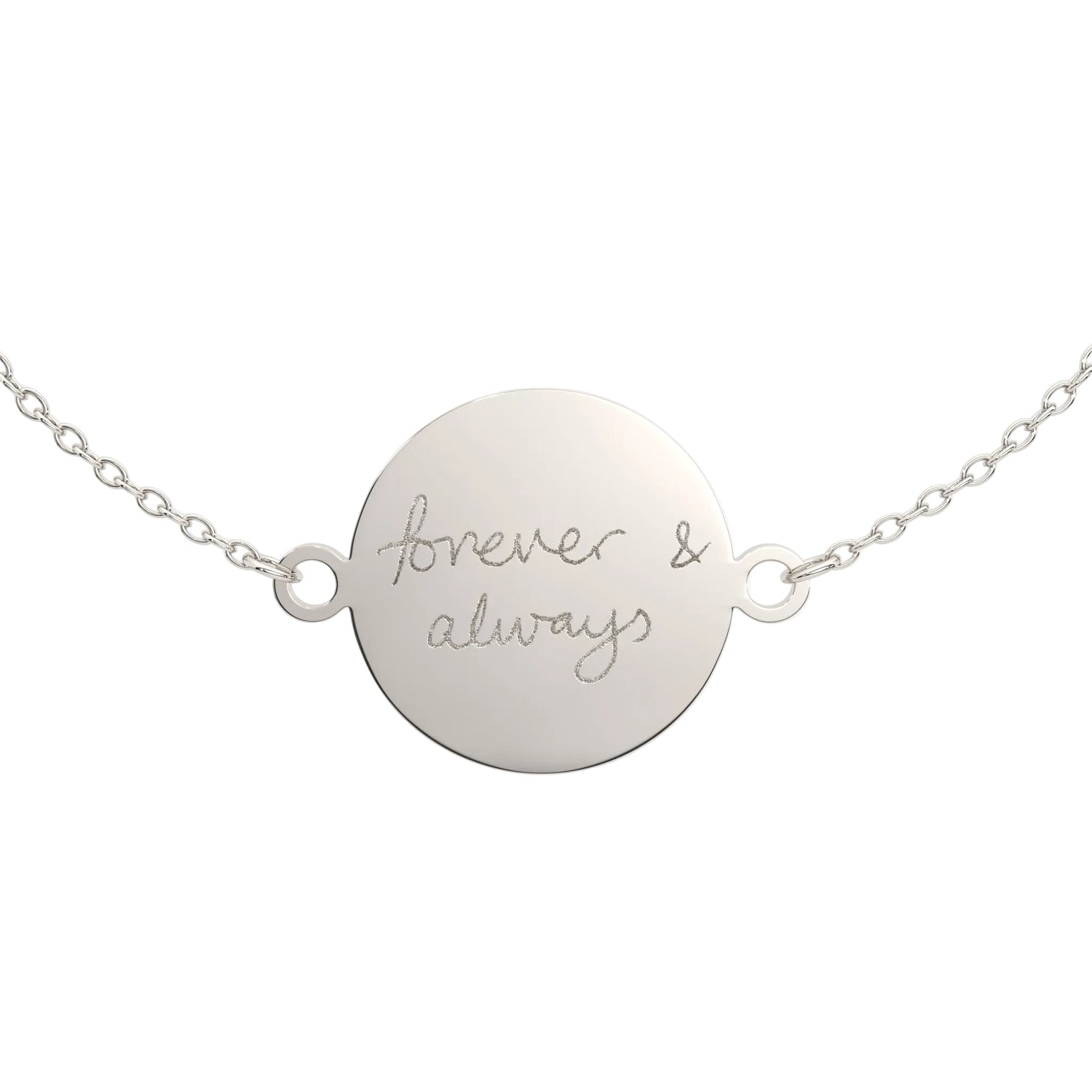 Freya Disc Silver Actual Handwriting Chain Bracelet