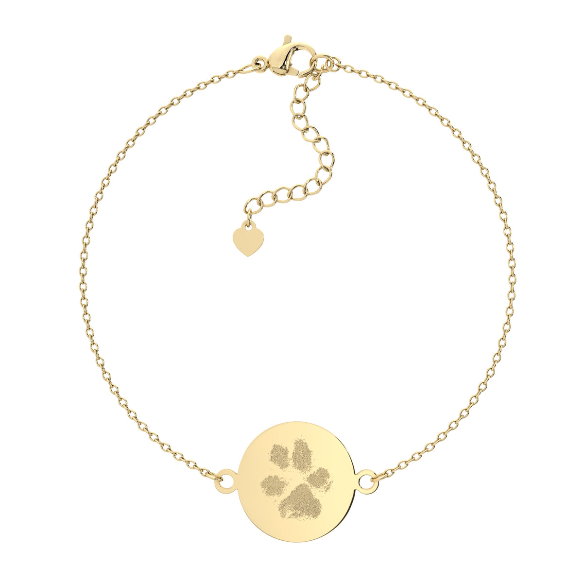 Freya Disc Gold Paw & Nose Print Chain Bracelet - Personalised Engraved Keepsake Jewellery | WildHoneybee UK