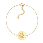 Freya Disc Gold Paw & Nose Print Chain Bracelet - Personalised Engraved Keepsake Jewellery | WildHoneybee UK