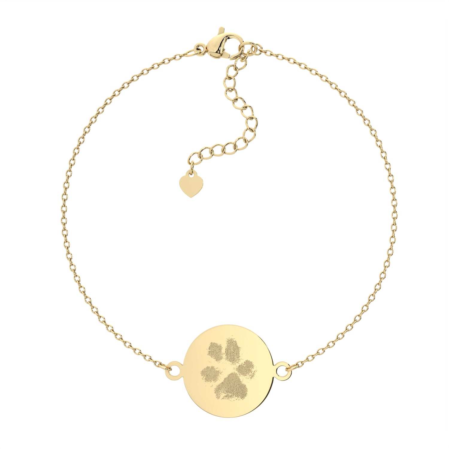 Freya Disc Gold Paw & Nose Print Chain Bracelet - Personalised Engraved Keepsake Jewellery | WildHoneybee UK