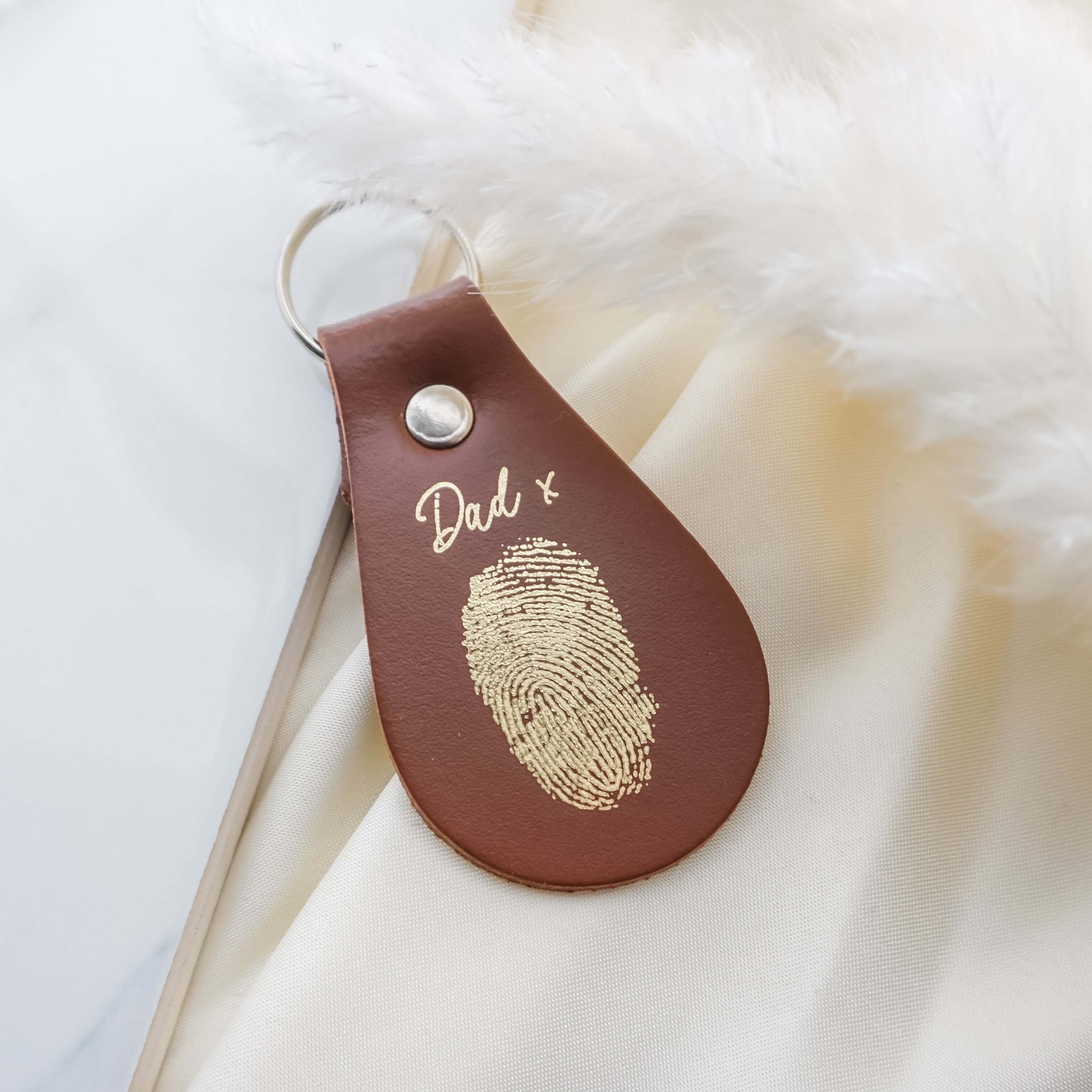 Fingerprint Leather Memorial Keyring - Main Image