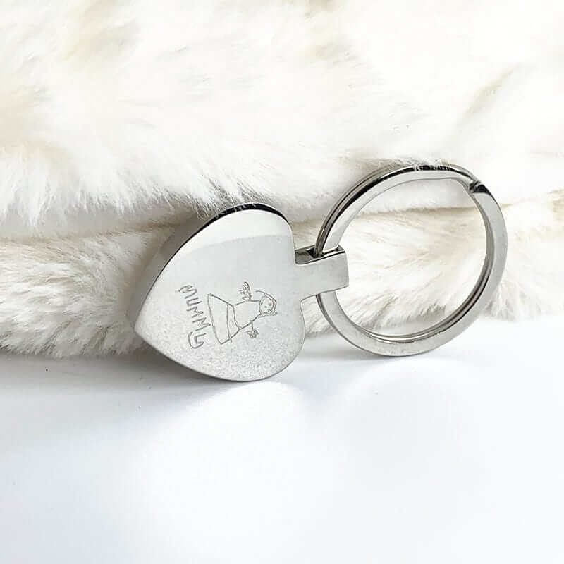 Childs Drawing Heart Keepsake Keyring-WildHoneybee