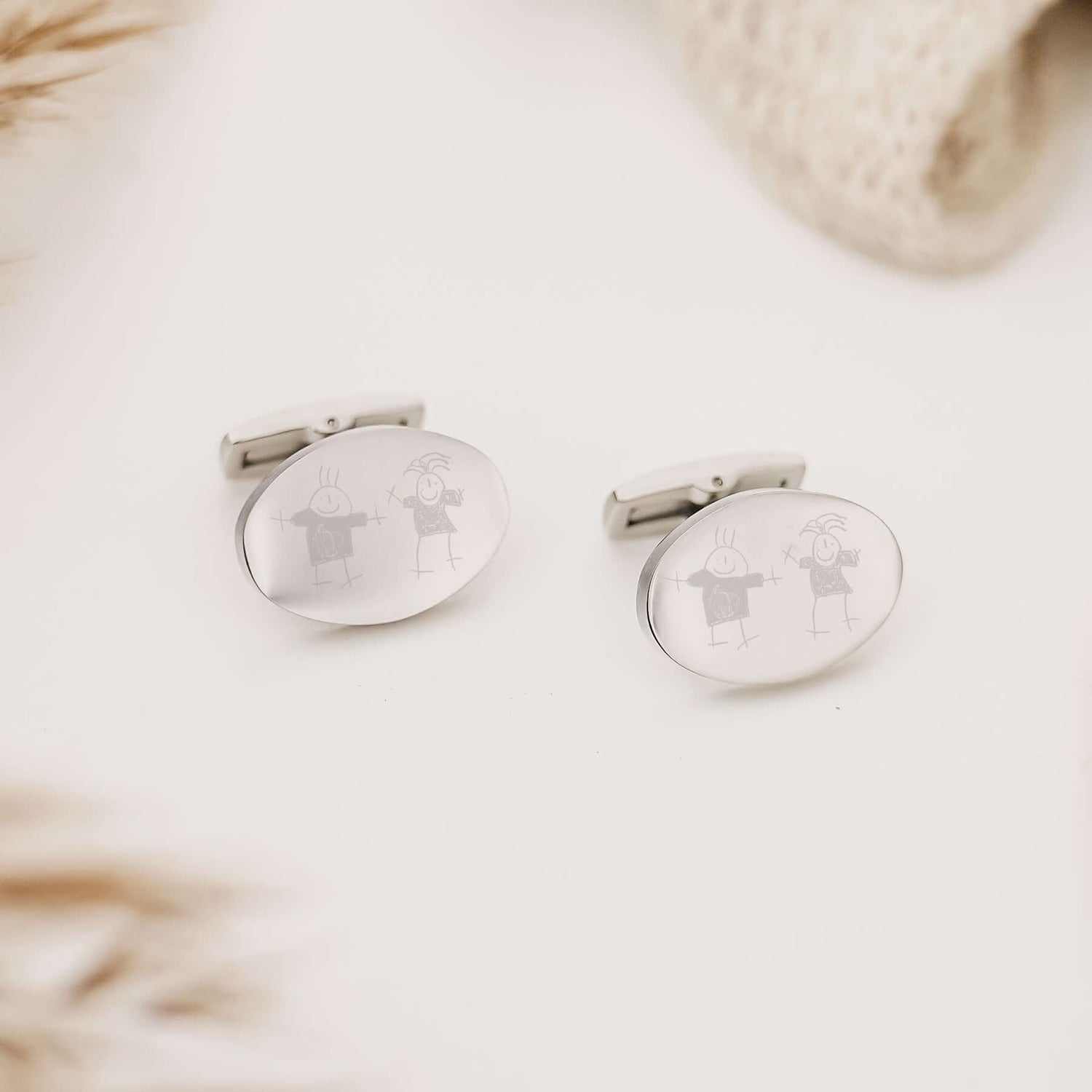 Oval Child's Drawing Cufflinks